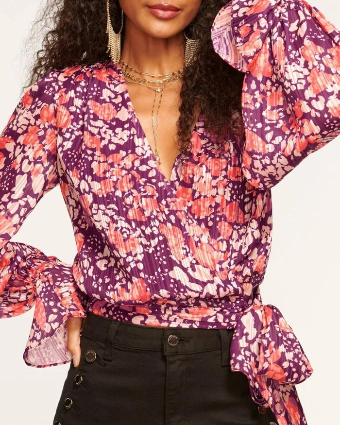 Women Melody VNeck Blouse Cabernet Dot Ramy Brook Tops Women Melody VNeck Blouse Cabernet Dot Ramy Brook Tops