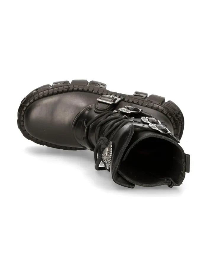 WomenMen Ankle Boot Black Tank MWall373S1 New Rock Boots WomenMen Ankle Boot Black Tank MWall373S1 New Rock Boots