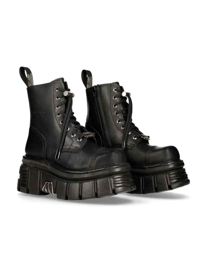 WomenMen Boot Black Tower With Laces MNewmili083S21 New Rock Boots