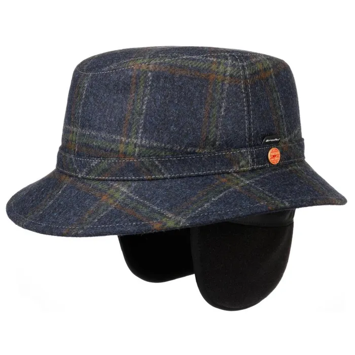 WomenMen Bucket Hats Mayser Stuart Blue Sympatex Hat With Ear Protection Dark Blue
