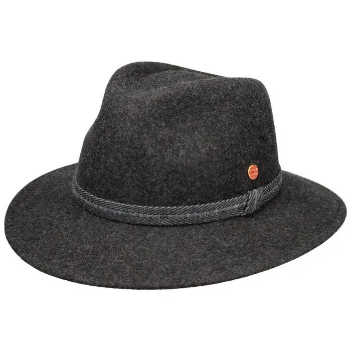 WomenMen Felt Hats Mayser Gedeon Plus Traveller Wool Hat Anthracitemottled