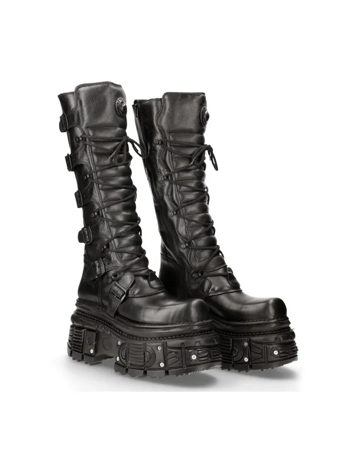 WomenMen High Boot Black Imperfect M272C38 New Rock Boots