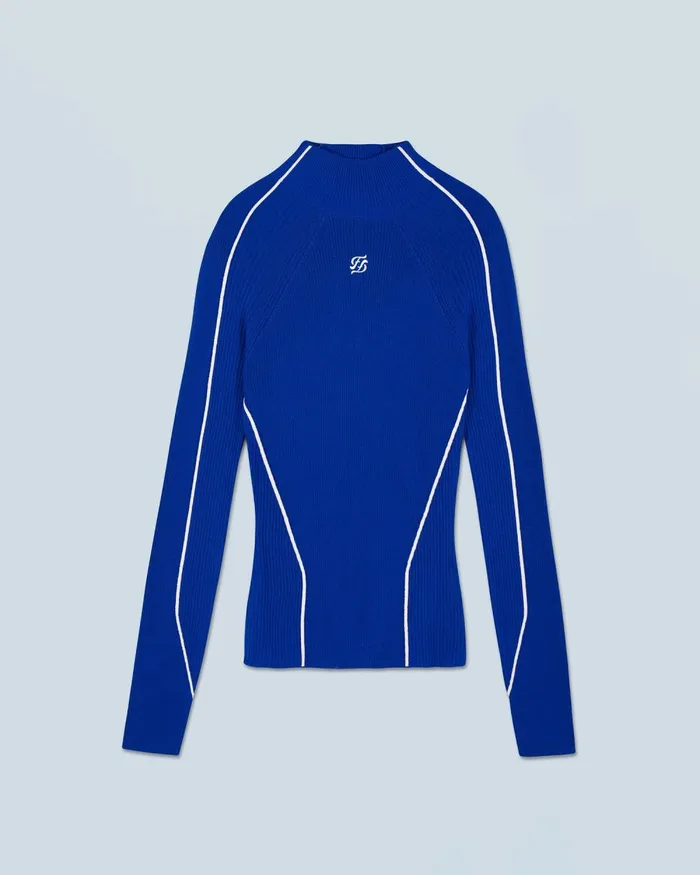 Women Merino Wool Sweaters From Future MockNeck Sweater Popblue