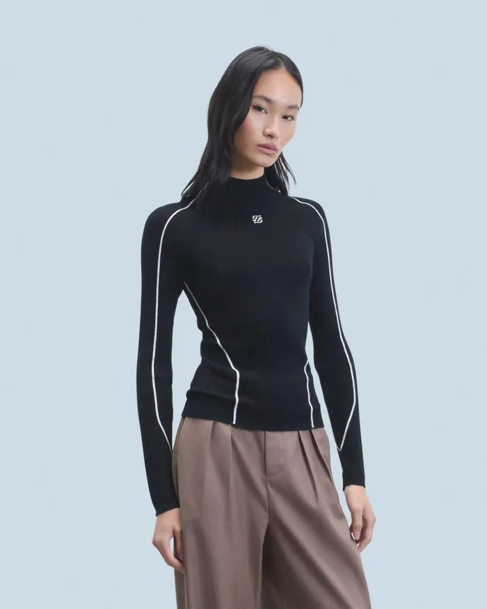 Women Merino Wool Sweaters From Future MockNeck Sweater Popblue