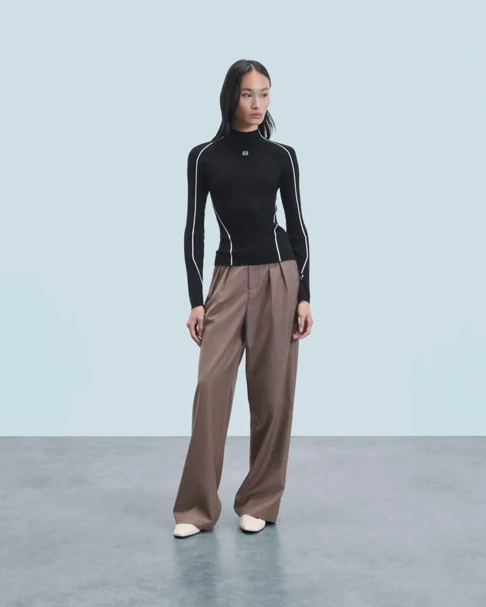 Women Merino Wool Sweaters From Future MockNeck Sweater Popblue