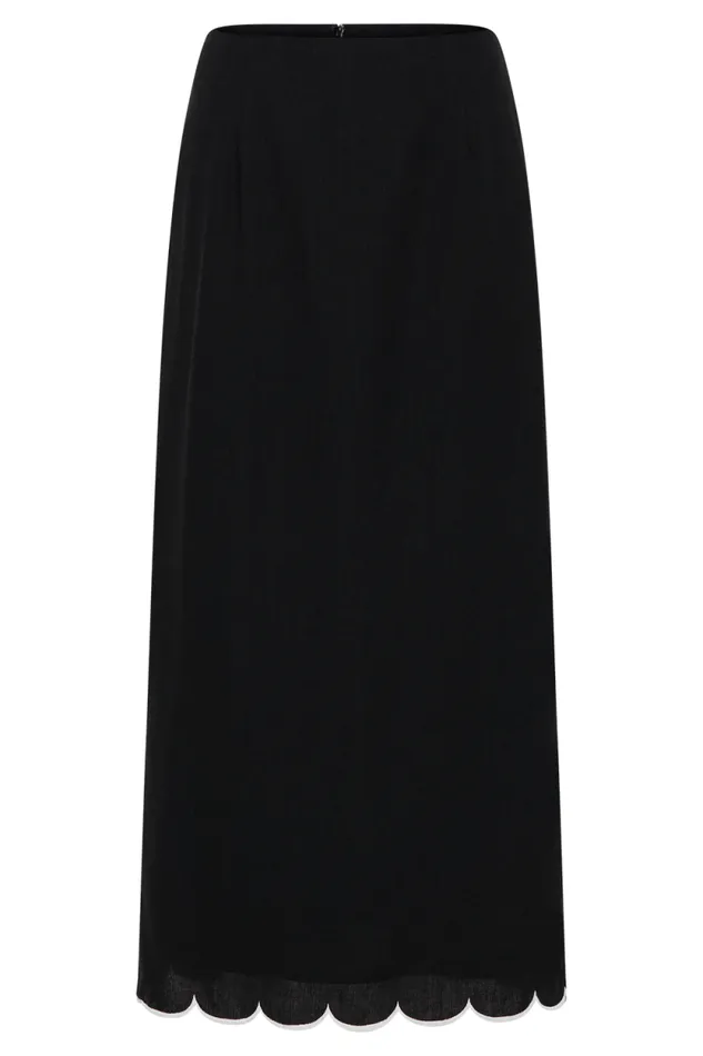 Women Meshki Bottoms Alessio Scalloped Midi Skirt 8211 Black
