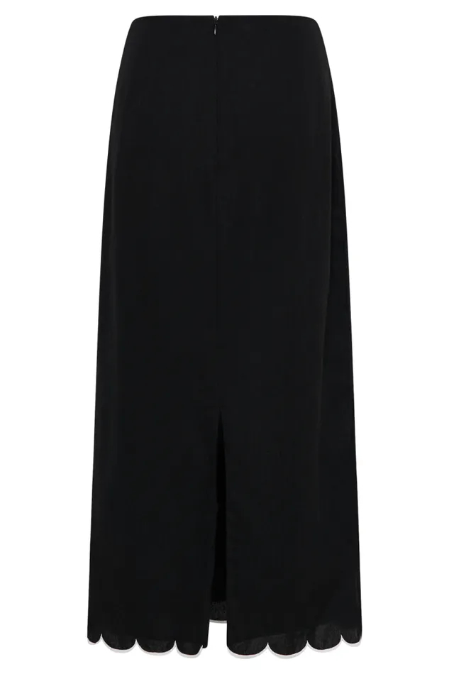 Women Meshki Bottoms Alessio Scalloped Midi Skirt 8211 Black