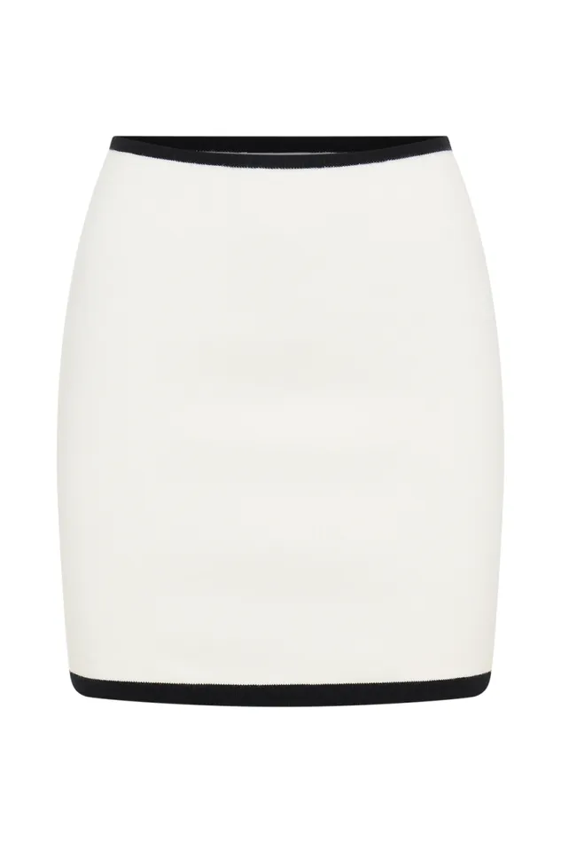 Women Meshki Bottoms Becky Contrast Knit Mini Skirt 8211 Ivory and Black