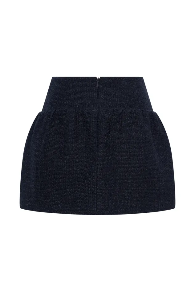 Women Meshki Bottoms Cyrus Gathered Boucle Mini Skirt 8211 Navy
