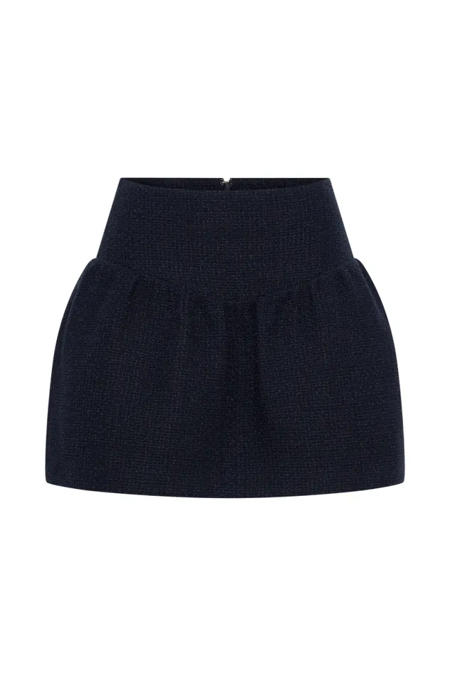 Women Meshki Bottoms Cyrus Gathered Boucle Mini Skirt 8211 Navy