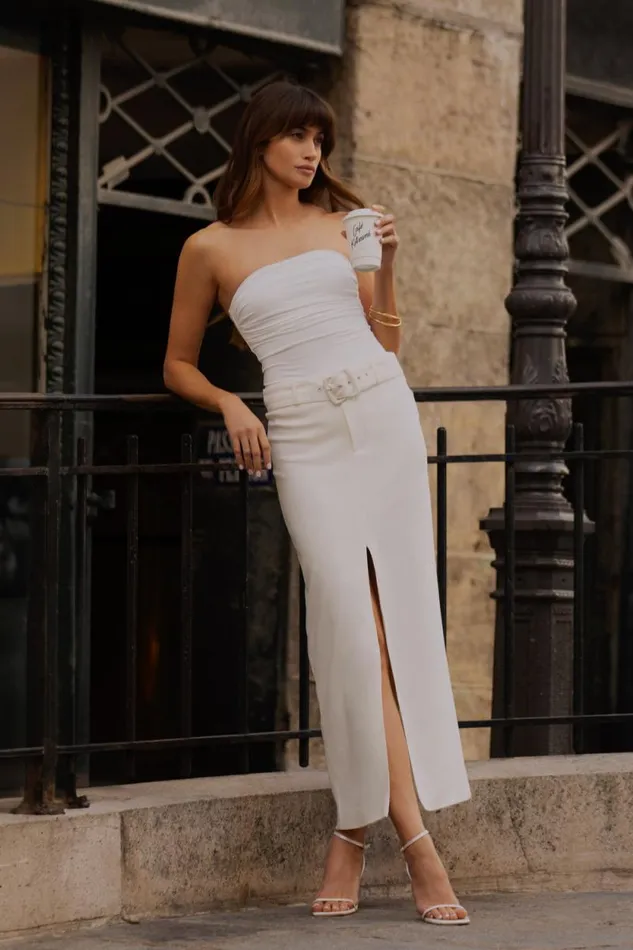 Women Meshki Bottoms Daria Suiting Midi Skirt 8211 Ivory