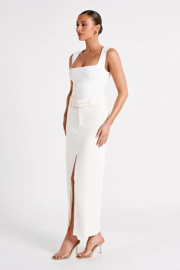 Women Meshki Bottoms Daria Suiting Midi Skirt 8211 Ivory
