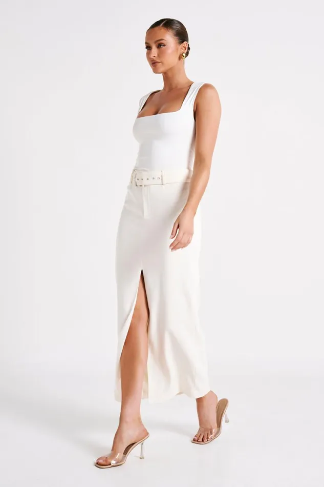 Women Meshki Bottoms Daria Suiting Midi Skirt 8211 Ivory