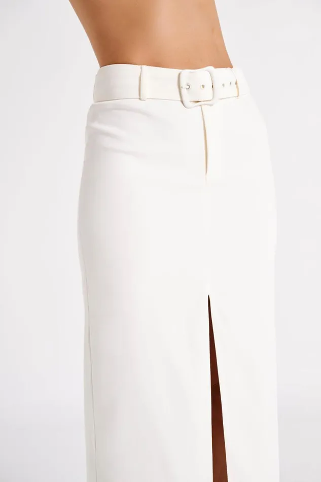 Women Meshki Bottoms Daria Suiting Midi Skirt 8211 Ivory
