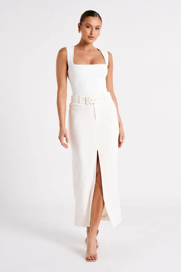 Women Meshki Bottoms Daria Suiting Midi Skirt 8211 Ivory