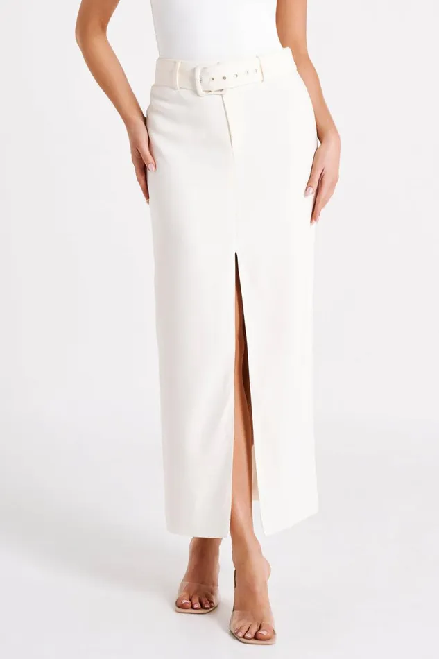 Women Meshki Bottoms Daria Suiting Midi Skirt 8211 Ivory