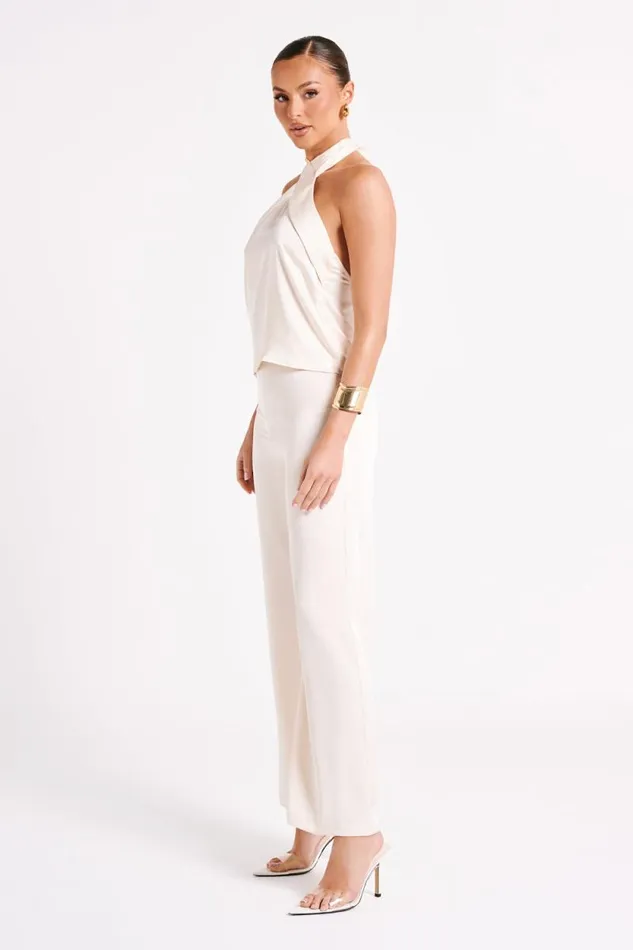 Women Meshki Bottoms Elisa Satin Straight Leg Pant 8211 Sand
