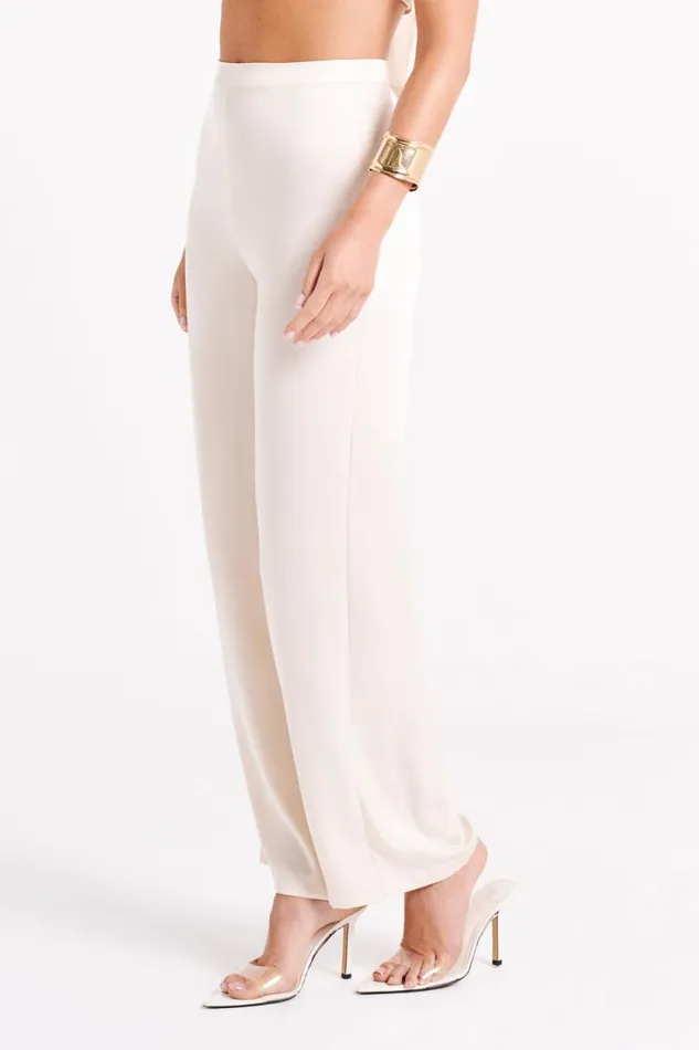 Women Meshki Bottoms Elisa Satin Straight Leg Pant 8211 Sand