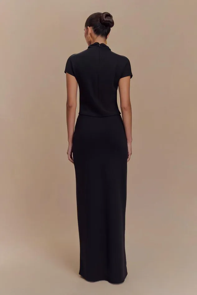 Women Meshki Bottoms Eris Scuba Jersey Maxi Skirt 8211 Black