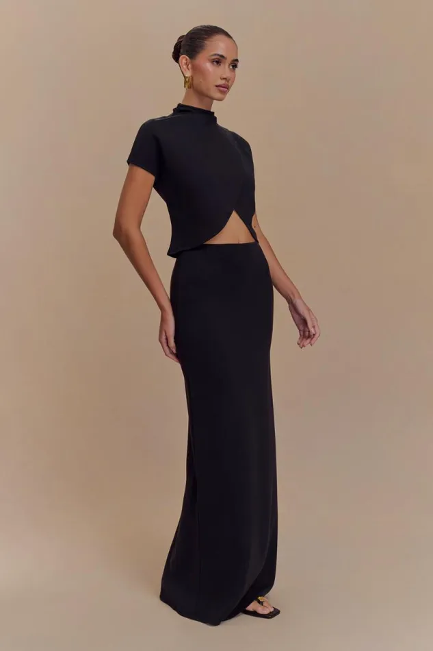 Women Meshki Bottoms Eris Scuba Jersey Maxi Skirt 8211 Black