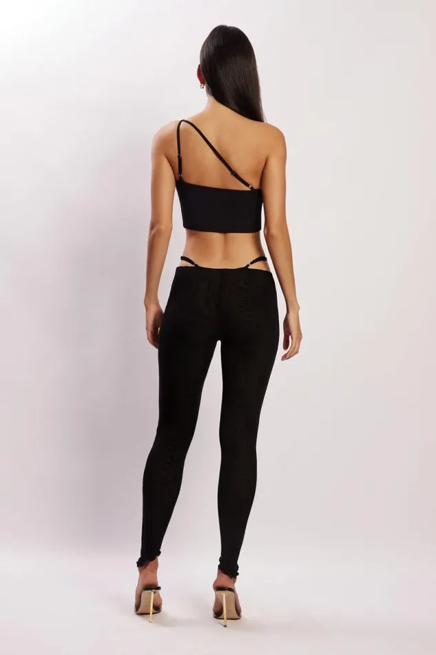 Women Meshki Bottoms Gabriella Cutout Full Length Pants 8211 Black