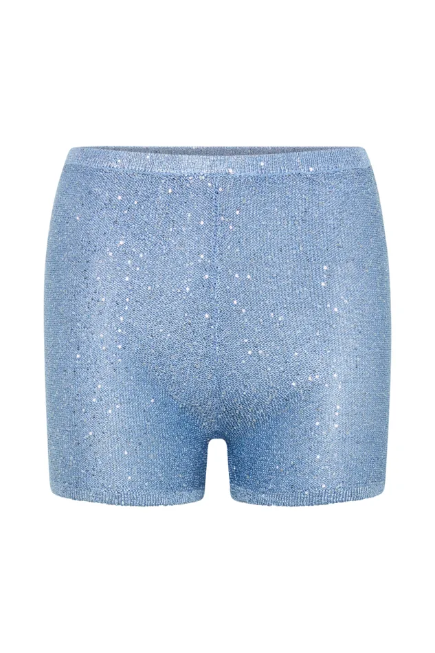 Women Meshki Bottoms Huntley Sequin Knit Shorts 8211 Cornflower Blue