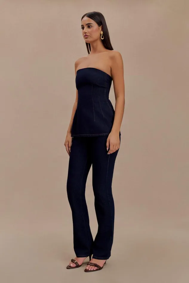 Women Meshki Bottoms Jericho Straight Leg Jeans 8211 Indigo Blue