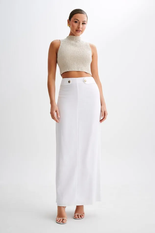 Women Meshki Bottoms Jordan Linen Maxi Skirt 8211 White