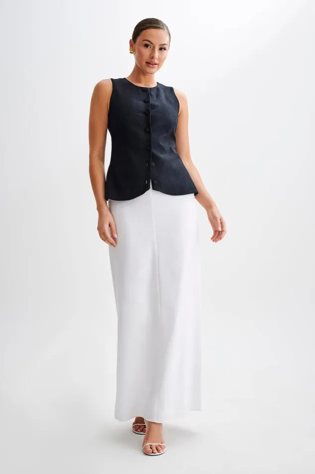 Women Meshki Bottoms Jordan Linen Maxi Skirt 8211 White