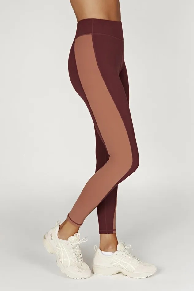 Women Meshki Bottoms Libby Two Tone Panel Leggings 8211 MahoganyTan