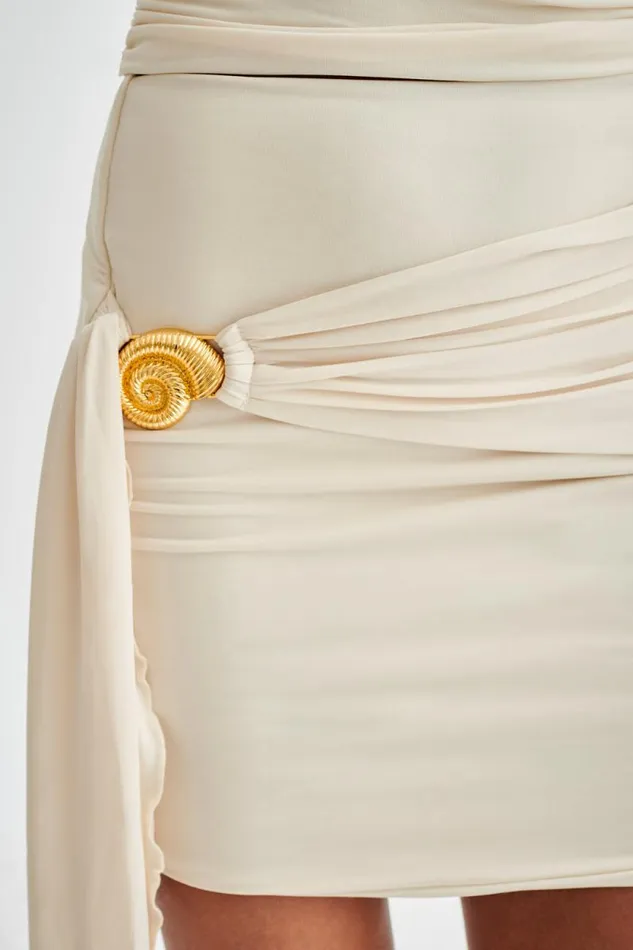 Women Meshki Bottoms Maggie Slinky Mini Skirt With Shell Hardware 8211 Ivory