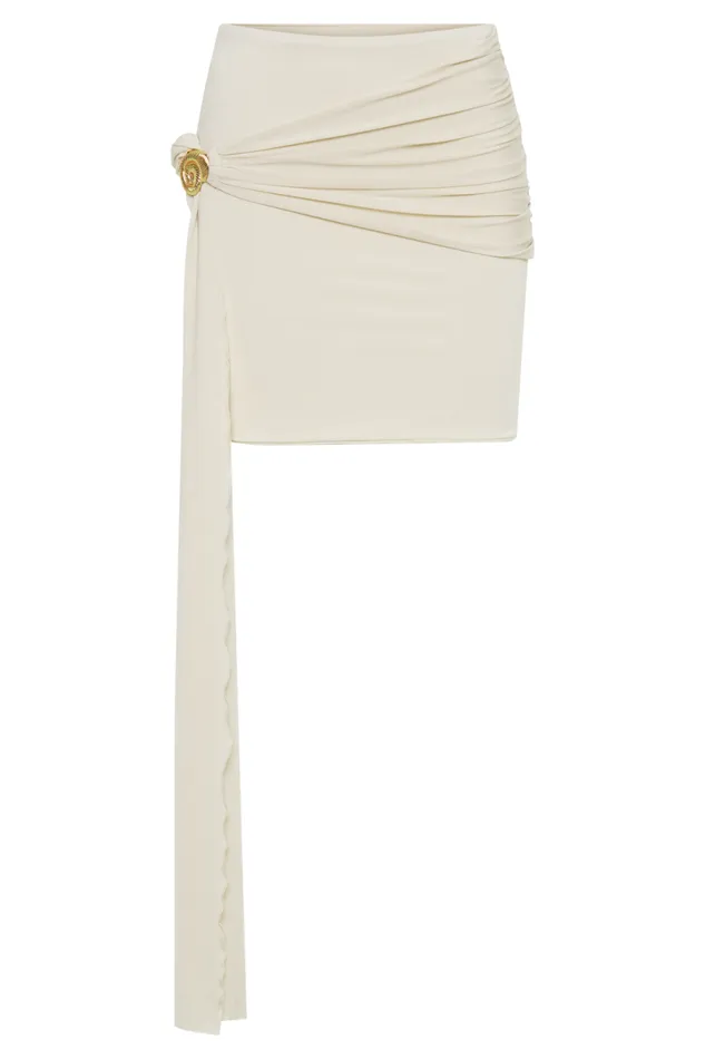 Women Meshki Bottoms Maggie Slinky Mini Skirt With Shell Hardware 8211 Ivory
