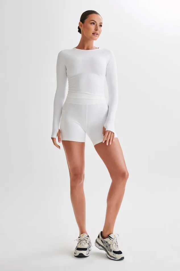 Women Meshki Bottoms Martina Bike Shorts With Pocket 8211 White