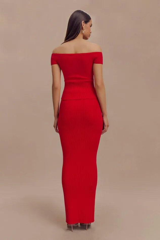 Women Meshki Bottoms Mathilde Ribbed Knit Maxi Skirt 8211 Ruby