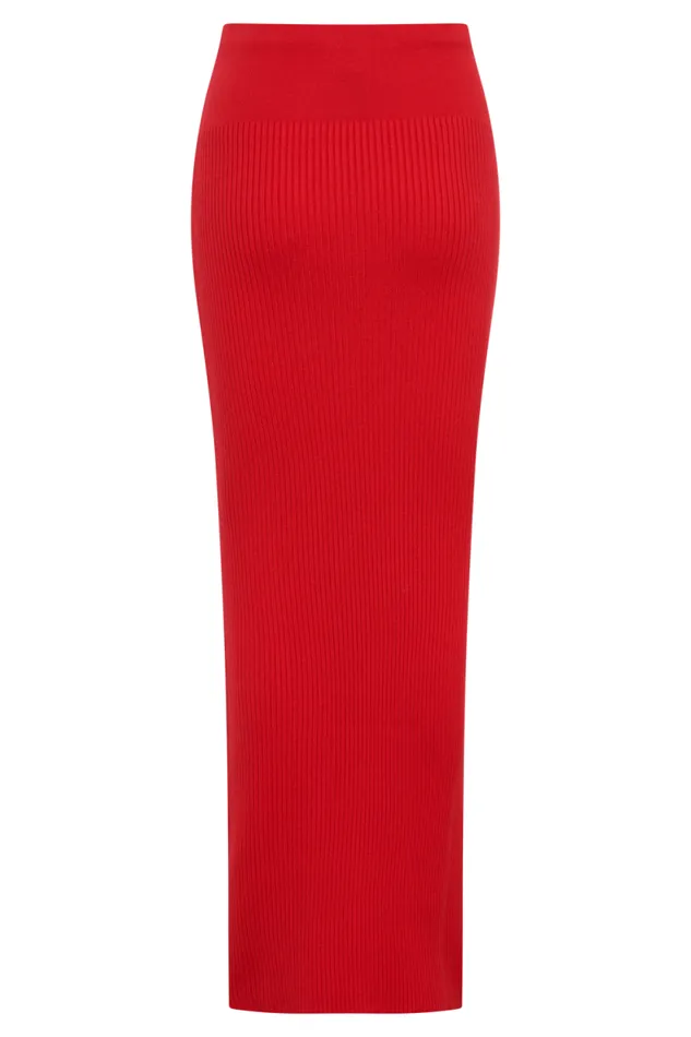 Women Meshki Bottoms Mathilde Ribbed Knit Maxi Skirt 8211 Ruby