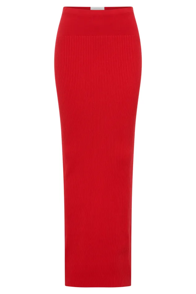 Women Meshki Bottoms Mathilde Ribbed Knit Maxi Skirt 8211 Ruby