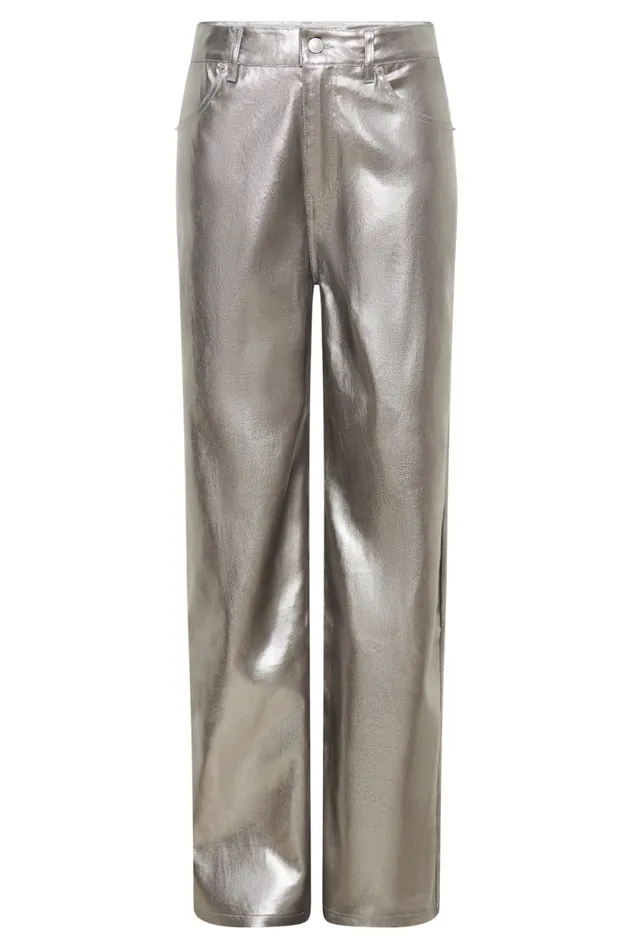 Women Meshki Bottoms Minnie Metallic Straight Jean 8211 Silver