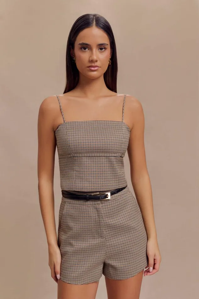 Women Meshki Bottoms Radley Tailored Short 8211 Tan Check