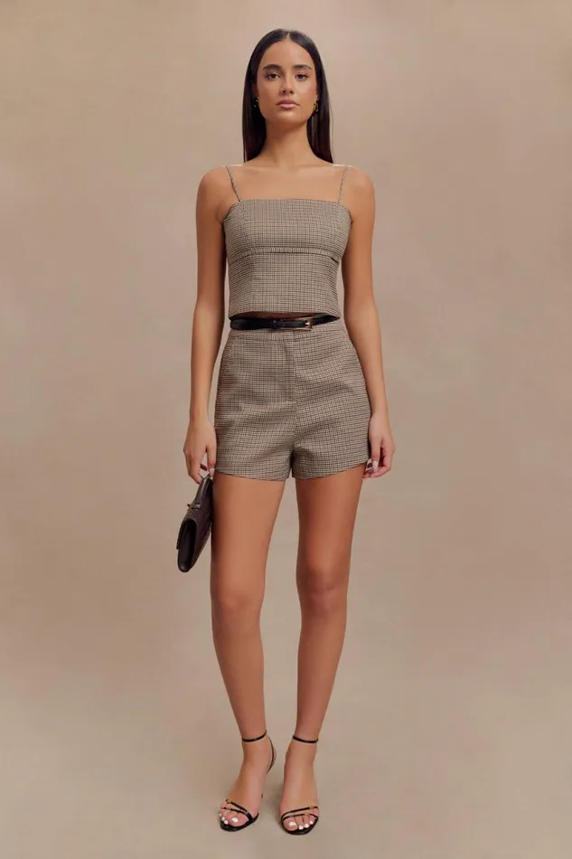 Women Meshki Bottoms Radley Tailored Short 8211 Tan Check