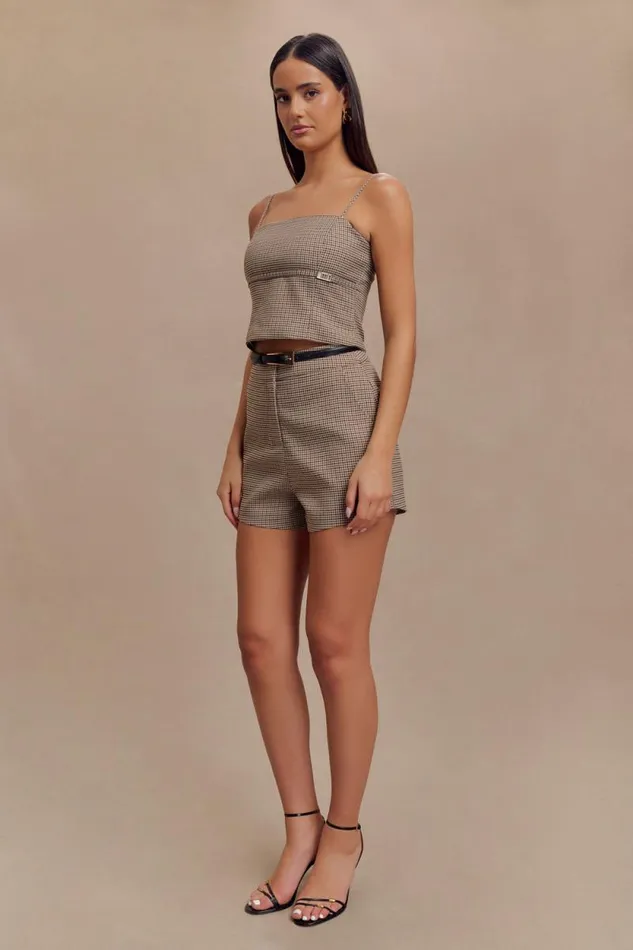 Women Meshki Bottoms Radley Tailored Short 8211 Tan Check