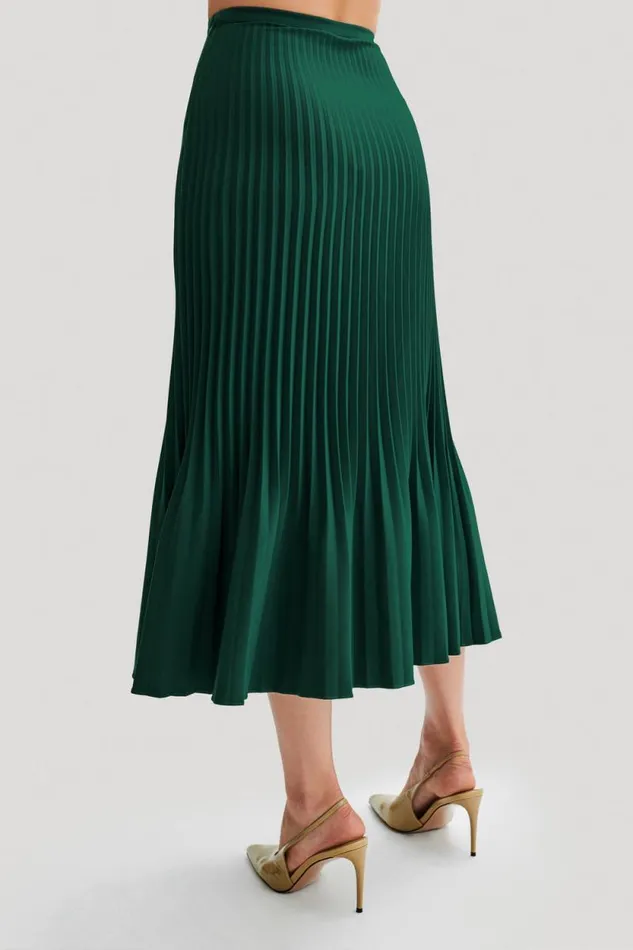 Women Meshki Bottoms Twyla Pleated Suiting Maxi Skirt 8211 Forest Green