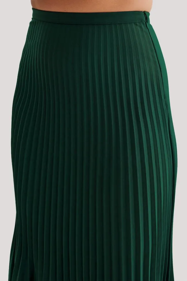 Women Meshki Bottoms Twyla Pleated Suiting Maxi Skirt 8211 Forest Green