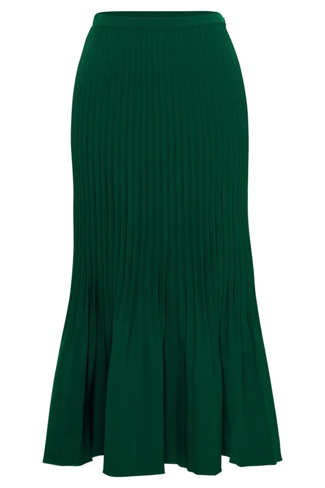 Women Meshki Bottoms Twyla Pleated Suiting Maxi Skirt 8211 Forest Green