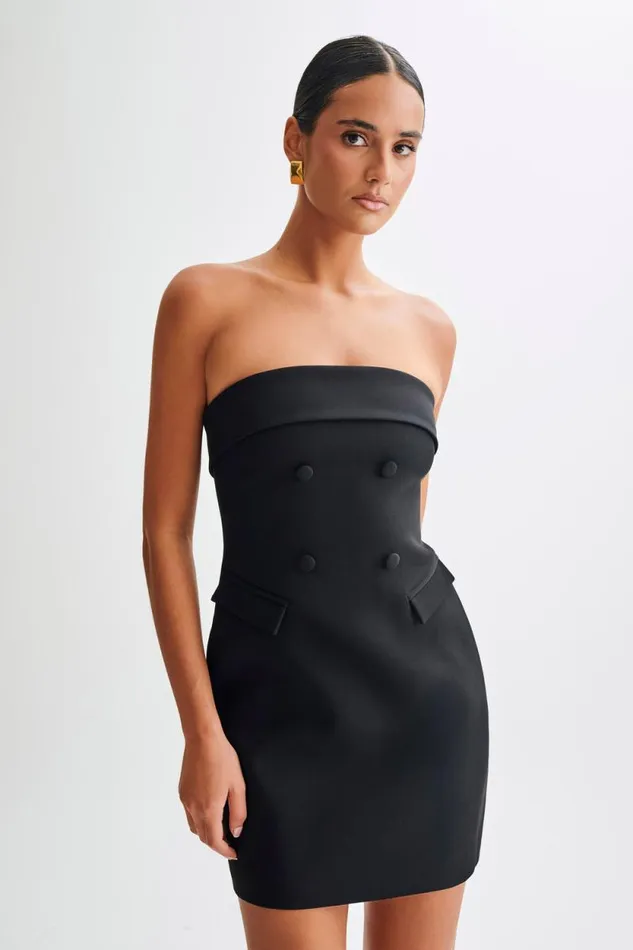 Women Meshki Dresses Abbie Strapless Suiting Mini Dress 8211 Black