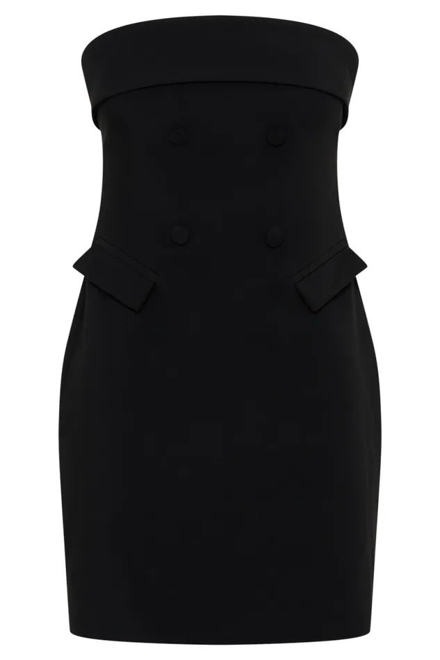 Women Meshki Dresses Abbie Strapless Suiting Mini Dress 8211 Black