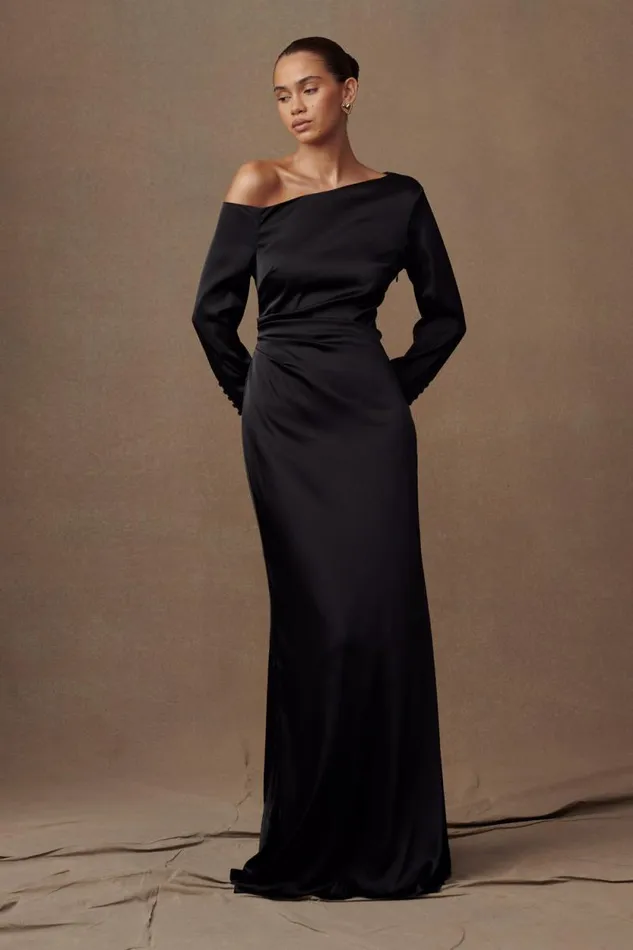 Women Meshki Dresses Avery Long Sleeve Maxi Dress 8211 Black