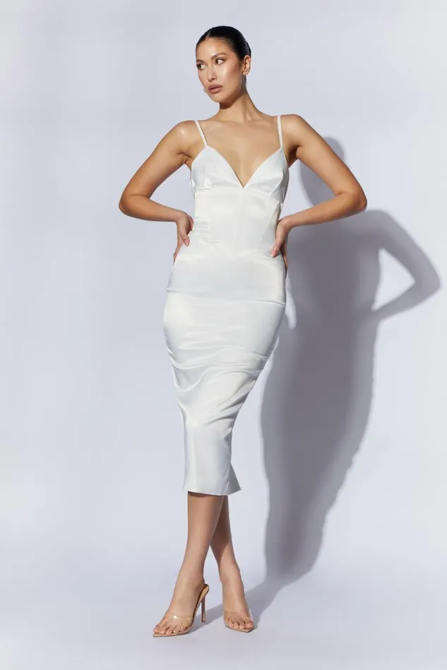 Women Meshki Dresses Brie Corset Midi Dress 8211 White