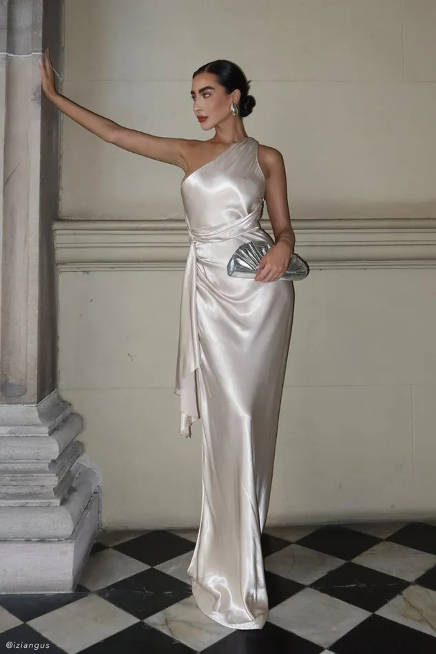 Women Meshki Dresses Calliope One Shoulder Maxi Dress 8211 Champagne