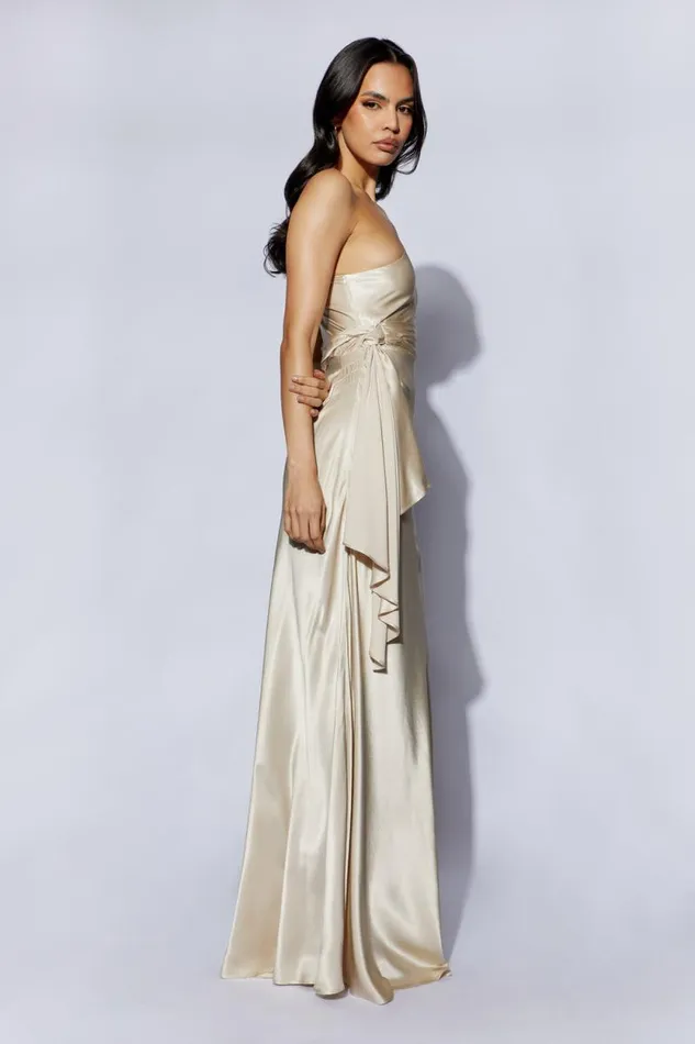Women Meshki Dresses Calliope One Shoulder Maxi Dress 8211 Champagne