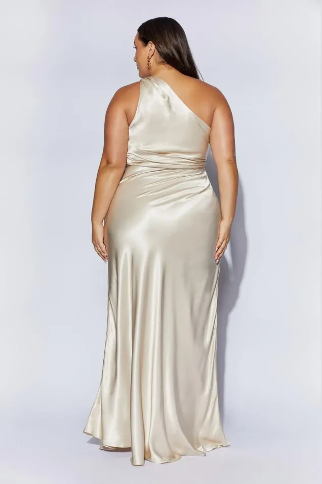 Women Meshki Dresses Calliope One Shoulder Maxi Dress 8211 Champagne